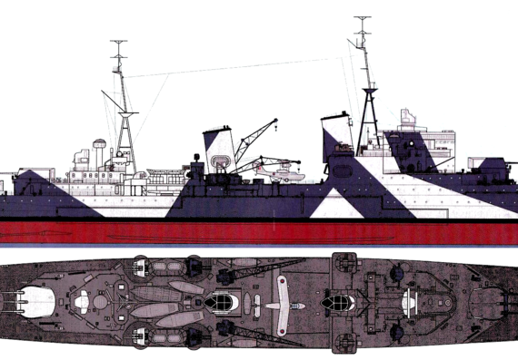 Крейсер HMS Gloucester 1941 [Light Cruiser] - чертежи, габариты, рисунки